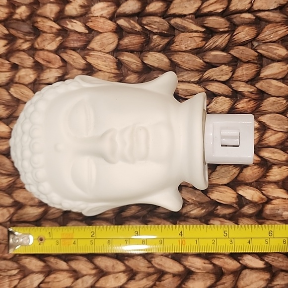 White Ceramic Buddha Head Wall Plug-In Nightlight Set Of 2 - Picture 4 of 5
